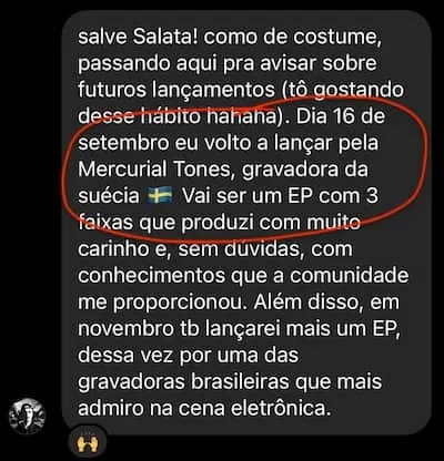 Aluno vai lançar pela Mercurial Tones, gravadora da Suécia, um EP de 3 faixas, e em novembro mais um por uma gravadora brasileira que admira.